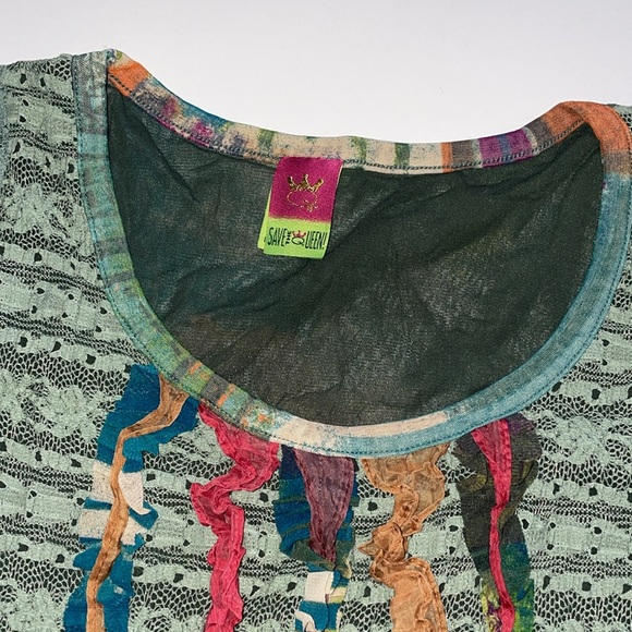 Save The Queen Long Sleeve Blouse XL 90s Y2K Vintage - Picture 4 of 6